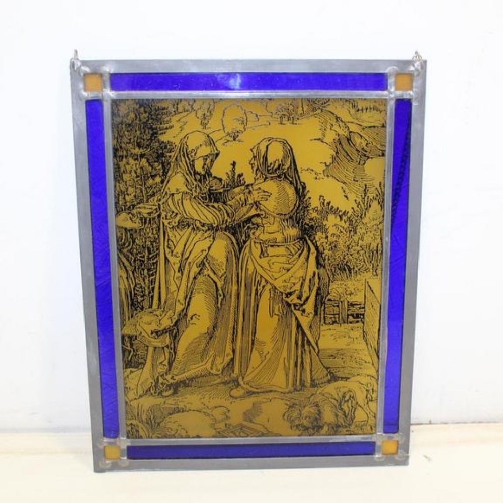 Glass Color Window Art Panel Vintage